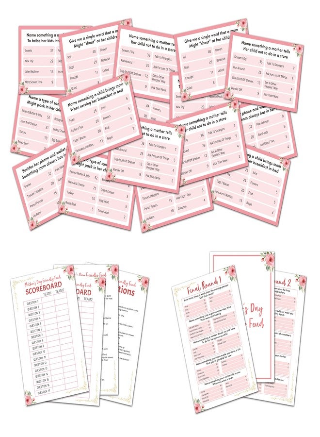 Mueddur Mother's Day Family Feud Game, Blush Pink Floral Friendly Feud Quiz Mothers Day Brunch Games, Family Reunion Activities, Mother's Day Party Decorations, 07 - Image 1